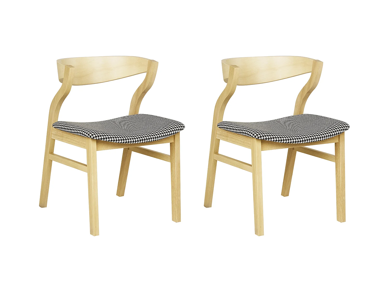 Set van 2 eetkamerstoelen MAROA Hout Zwart/wit
