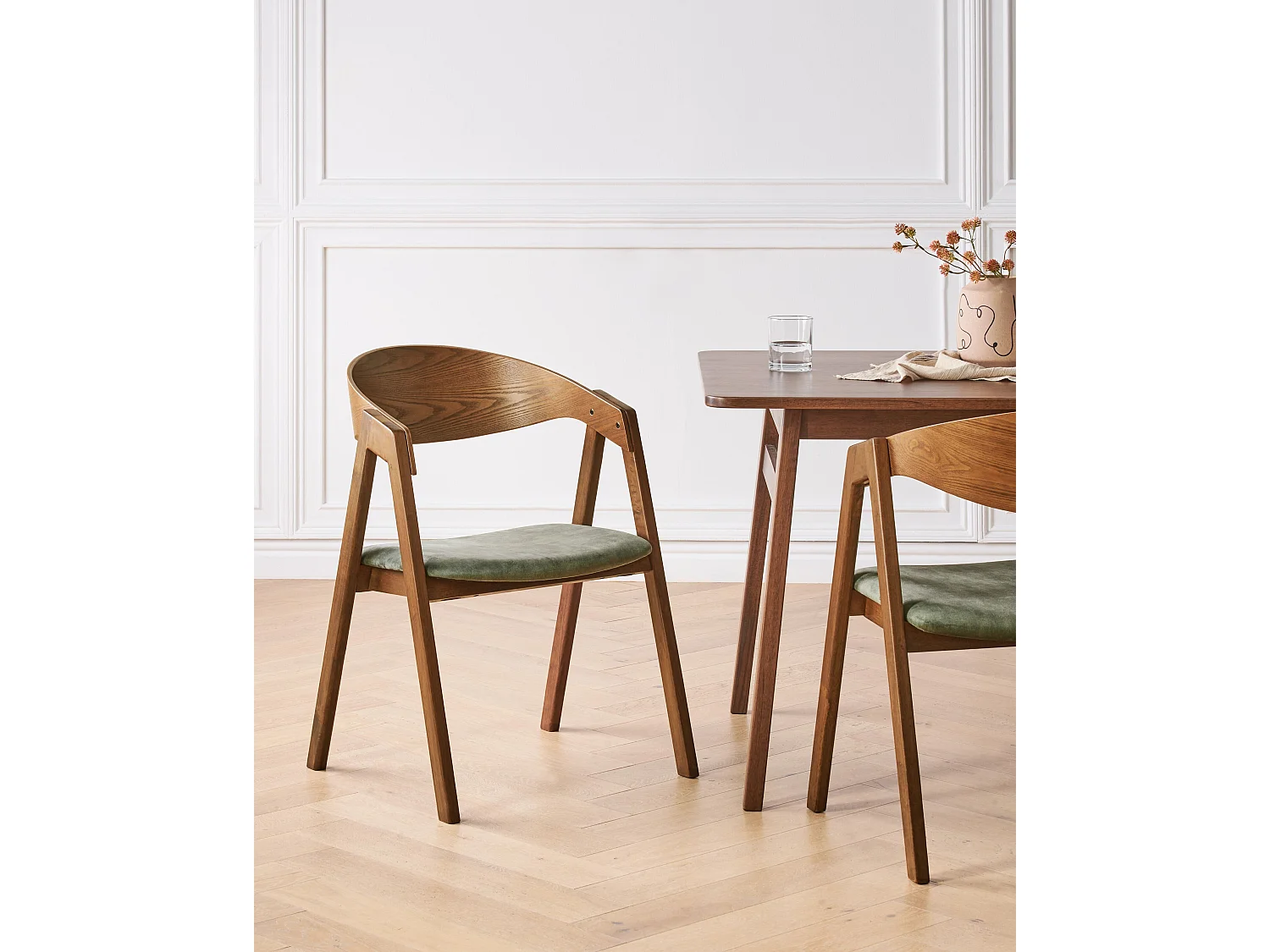 Lot de 2 chaises de salle à manger YUBA Bois Vert foncé