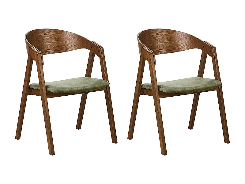 Lot de 2 chaises de salle à manger YUBA Bois Vert foncé