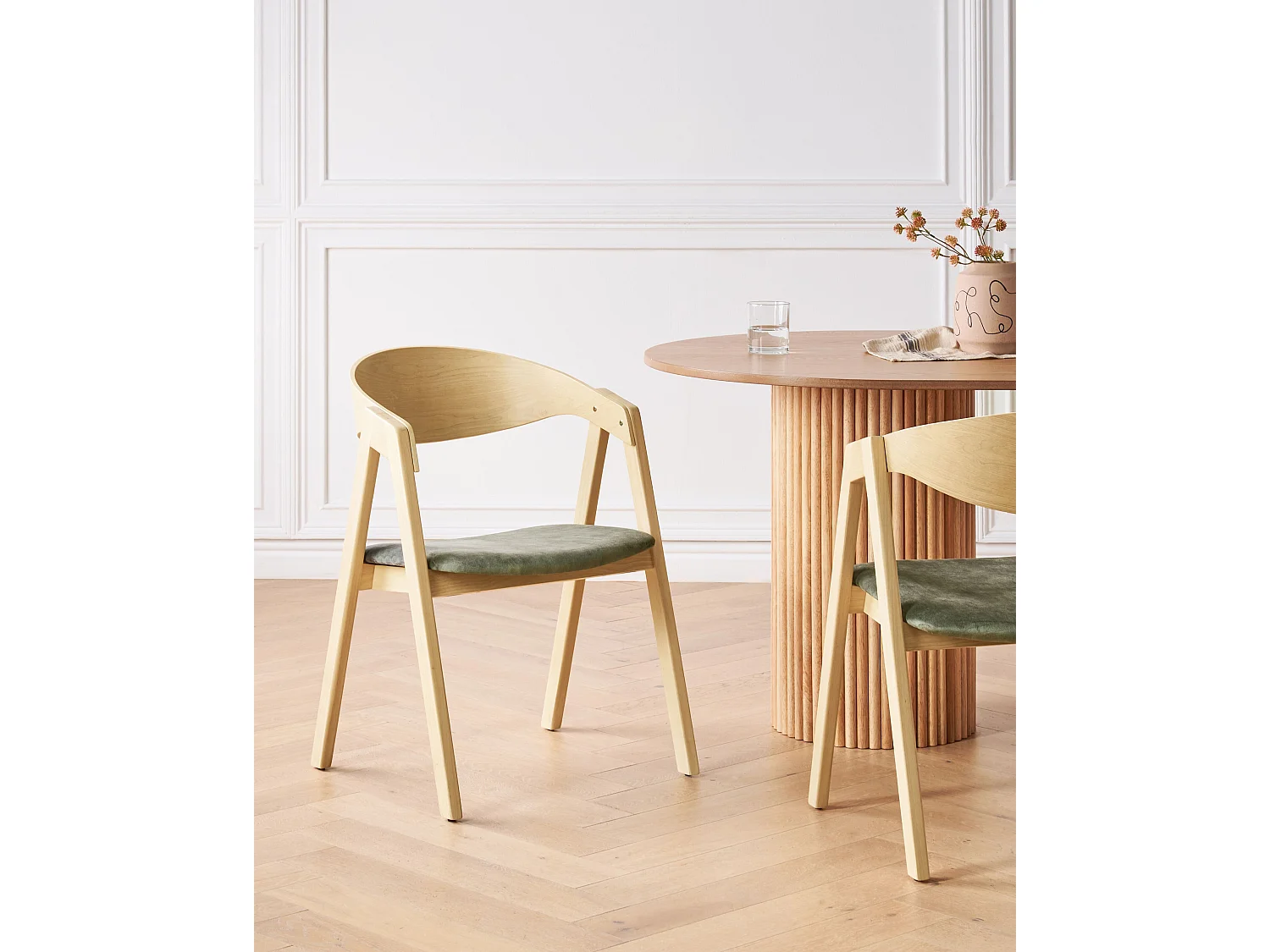 Lot de 2 chaises de salle à manger YUBA Bois Vert foncé
