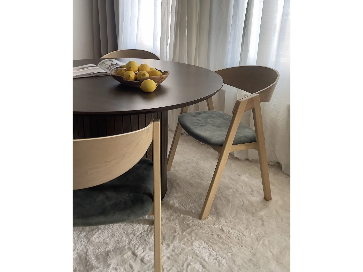 Lot de 2 chaises de salle à manger YUBA Bois Vert foncé