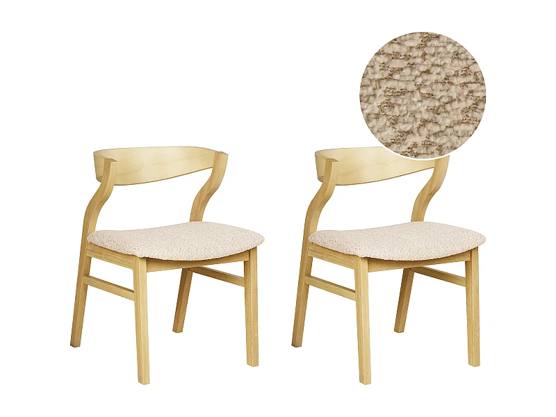 Esszimmerstuhl 2er Set MAROA Holz Hellbeige