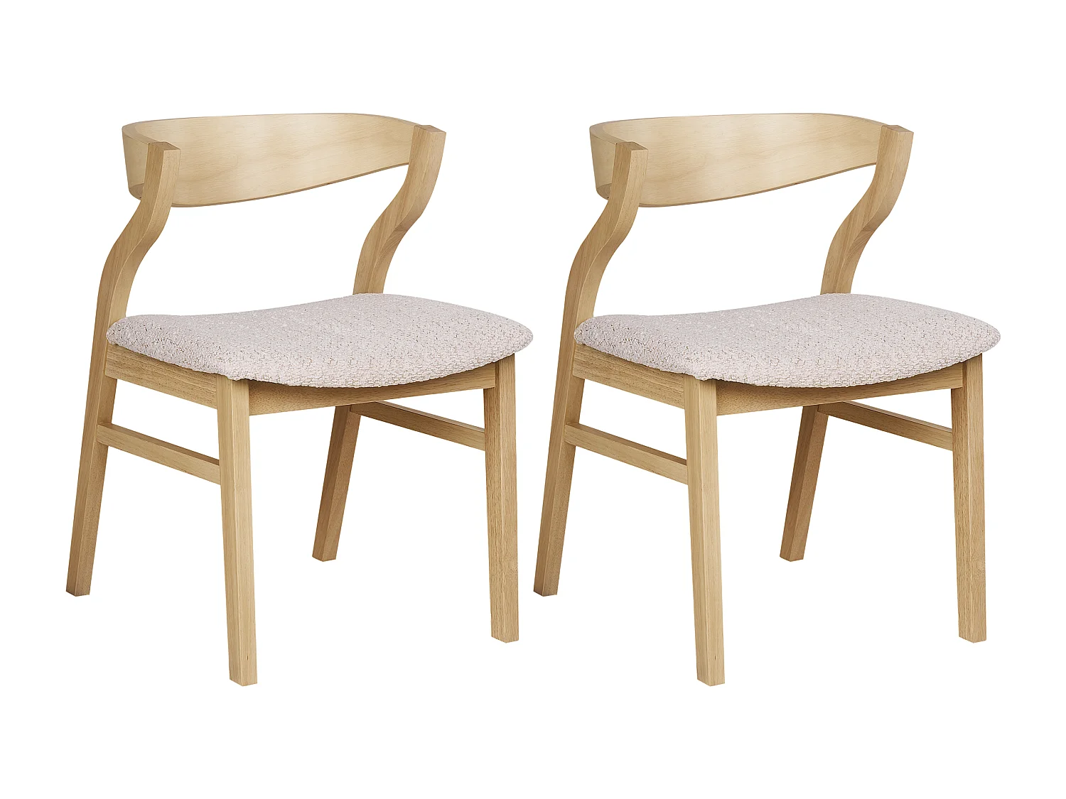 Lot de 2 chaises de salle à manger MAROA Bois Beige clair