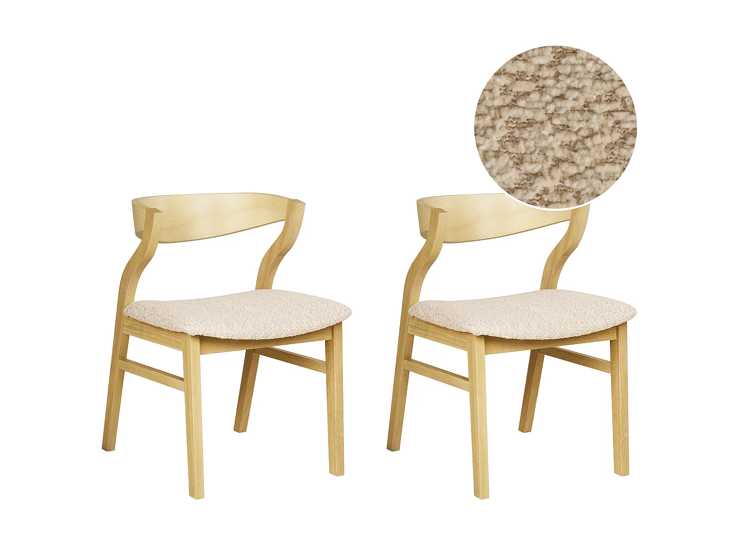 Lot de 2 chaises de salle à manger MAROA Bois Beige clair