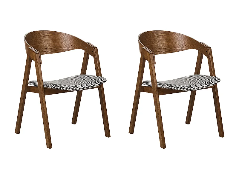 Set van 2 eetkamerstoelen YUBA Hout Zwart/wit