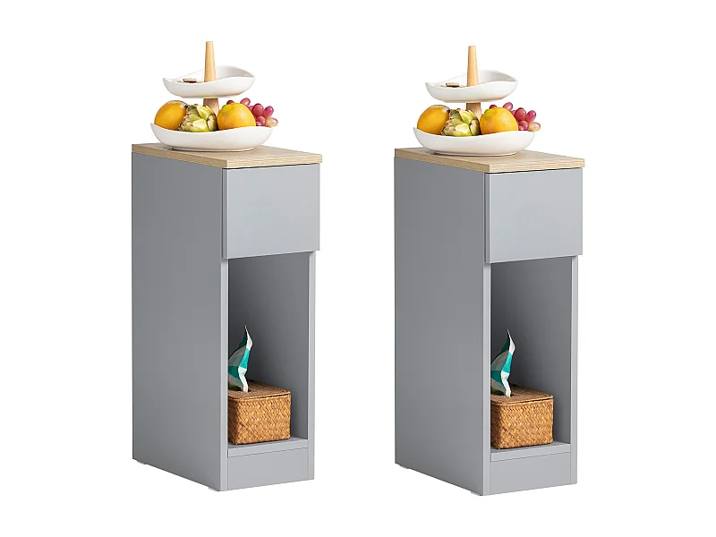 SoBuy FBT111-SCHx2 Lot de 2 Tables de Chevet avec tiroir pour lit à sommier tapissier, Table de canapé, Noir 20x35x60 cm