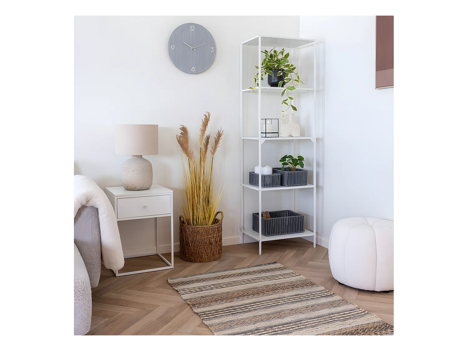 Vita Eckbeistelltisch 1 Schublade weiß.