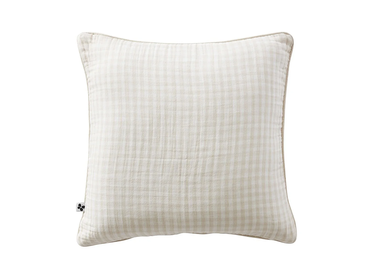 JOEL - Coussin Déhoussable 45x45cm Gaze de Coton Vichy Coloris Pampa