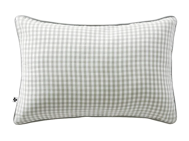 JOEL - Coussin Déhoussable 40x60cm Gaze de Coton Vichy Coloris Eucalyptus