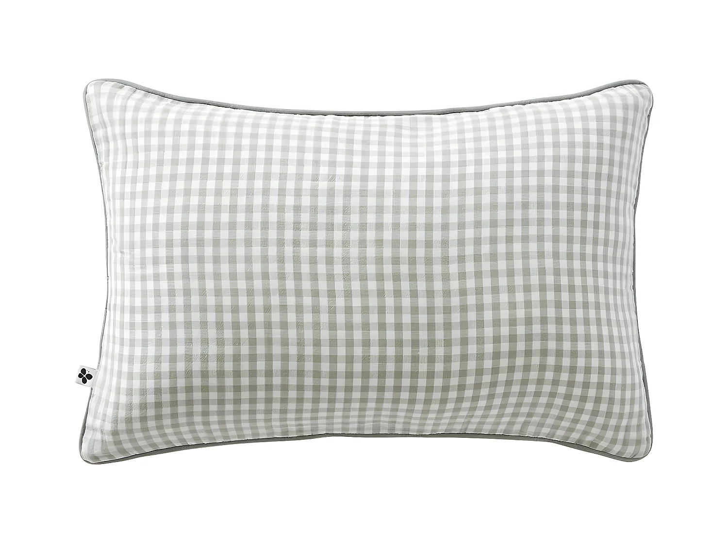 JOEL - Coussin Déhoussable 40x60cm Gaze de Coton Vichy Coloris Eucalyptus