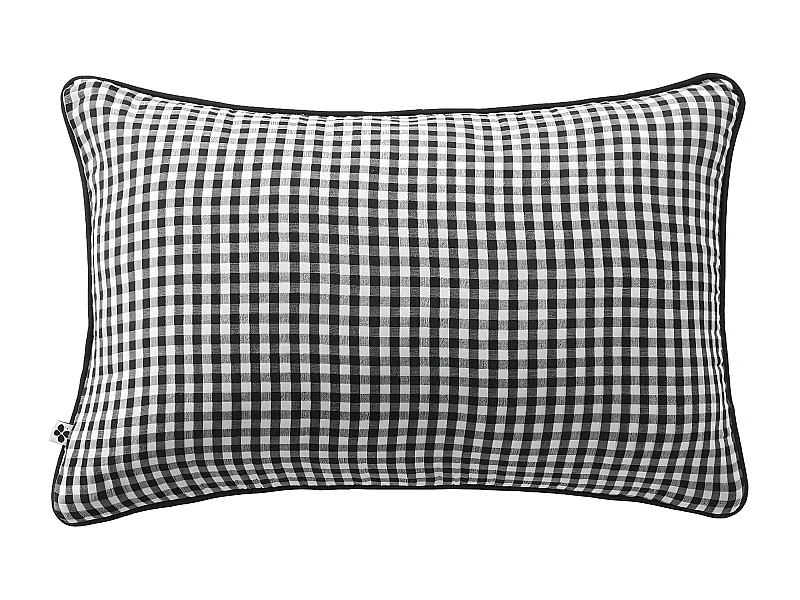 JOEL - Coussin Déhoussable 40x60cm Gaze de Coton Vichy Coloris Truffe