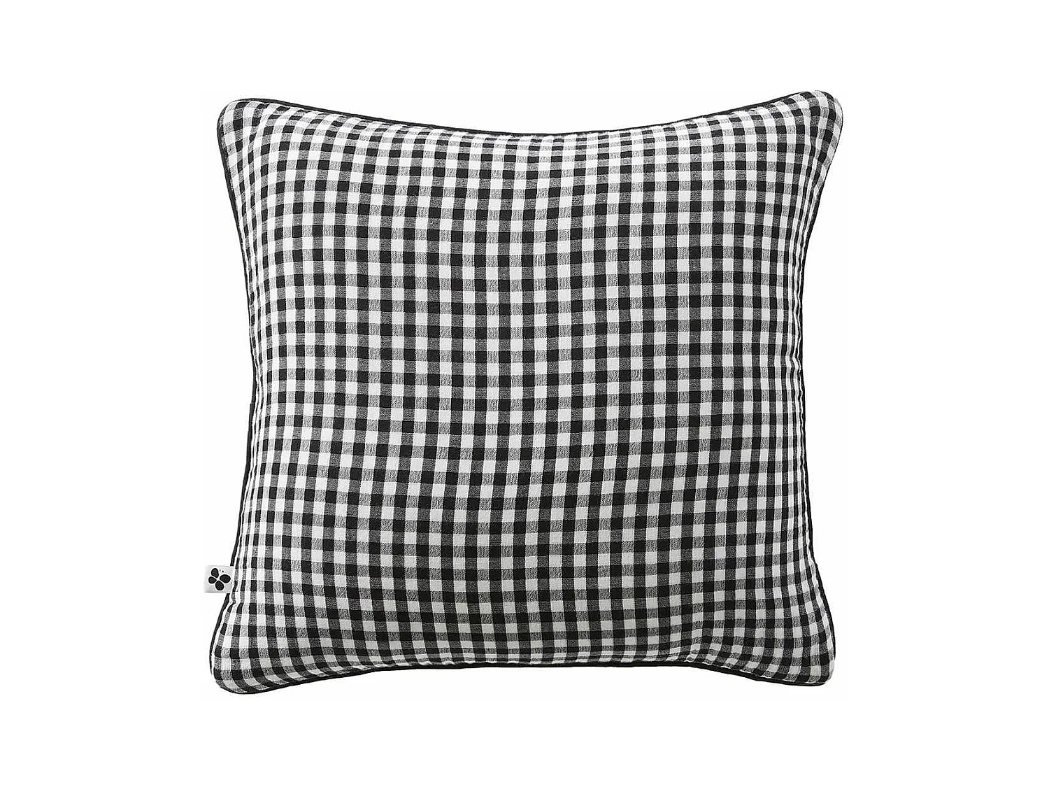 JOEL - Coussin Déhoussable 45x45cm Gaze de Coton Vichy Coloris Truffe