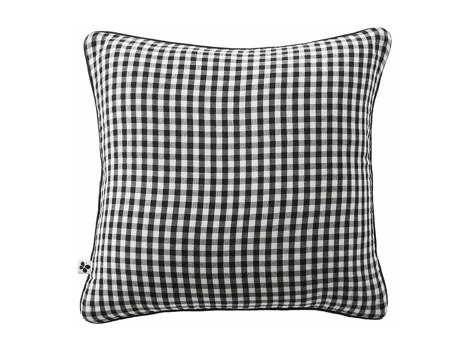 JOEL - Coussin Déhoussable 45x45cm Gaze de Coton Vichy Coloris Truffe