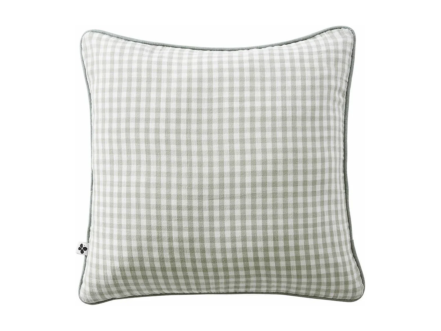 JOEL - Coussin Déhoussable 45x45cm Gaze de Coton Vichy Coloris Eucalyptus