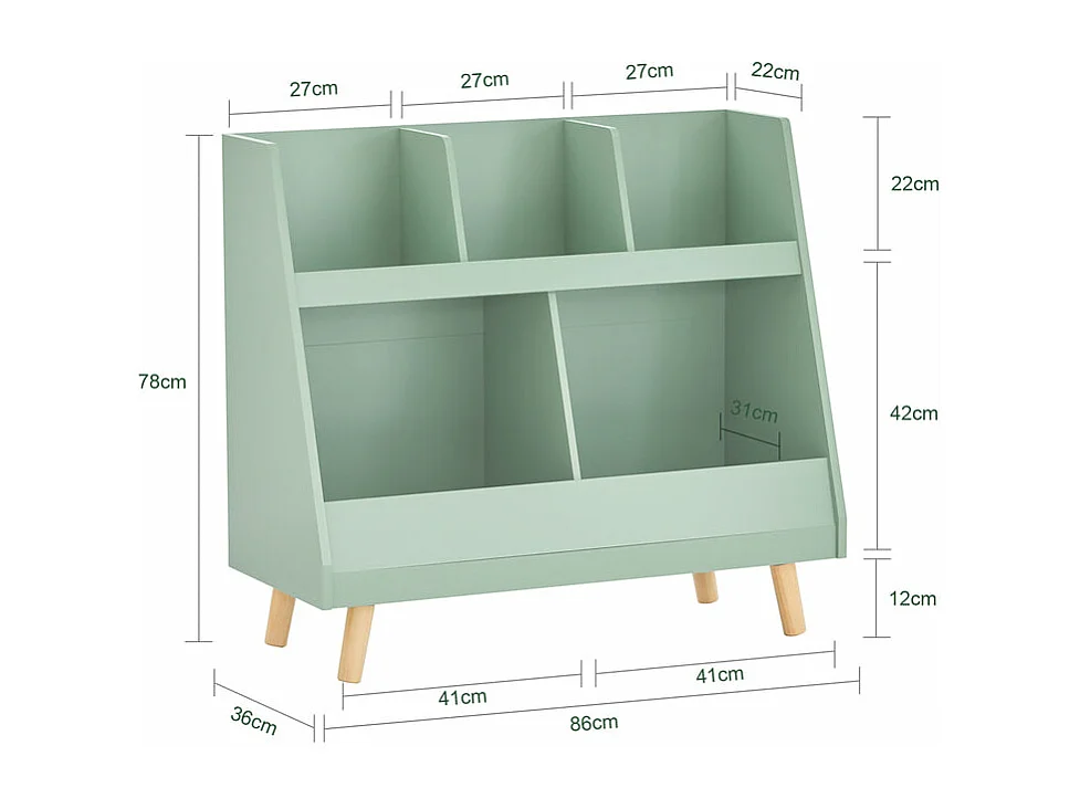 SoBuy KMB19-GR Bibliothèque Enfant, Étagère à Livres, Meuble Rangement Enfant,   5 Compartiments Ouverts