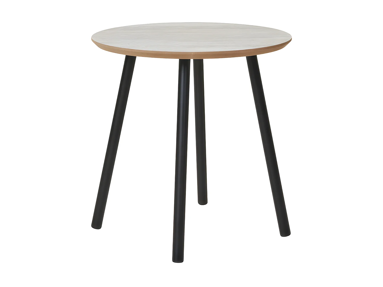 Aalst - Table d'appoint ronde effet travertin et métal ø40cm - Beige