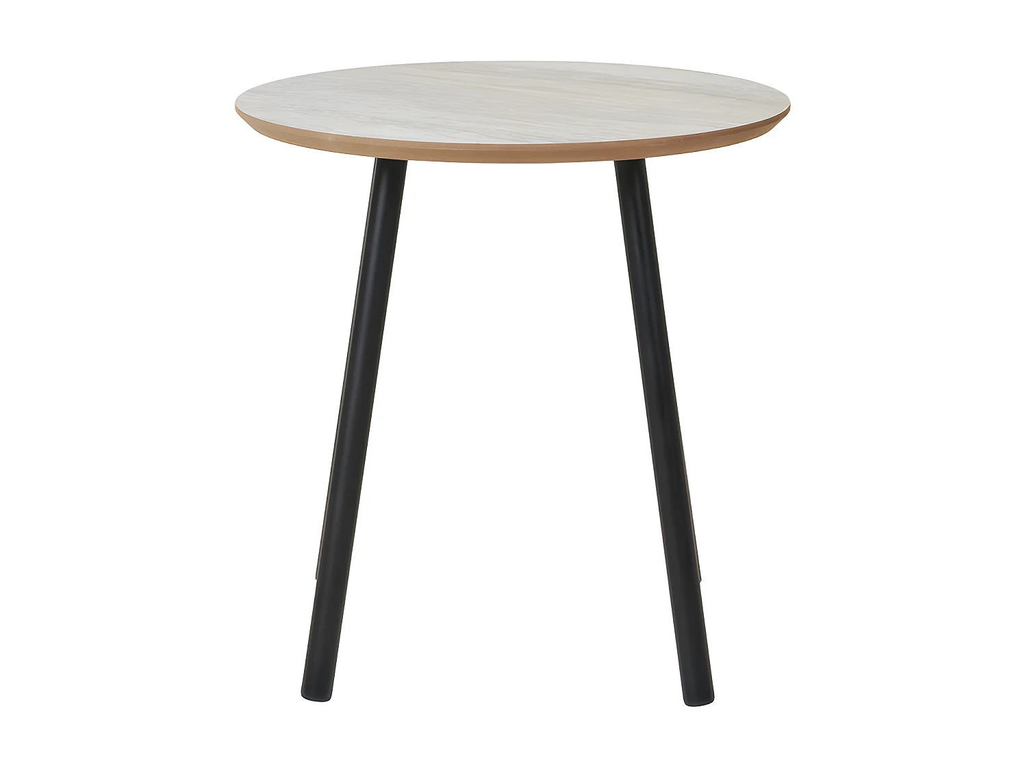 Aalst - Table d'appoint ronde effet travertin et métal ø40cm - Beige