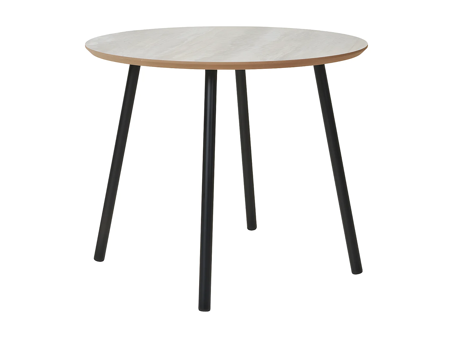 Aalst - Table d'appoint ronde effet travertin et métal ø55cm - Beige