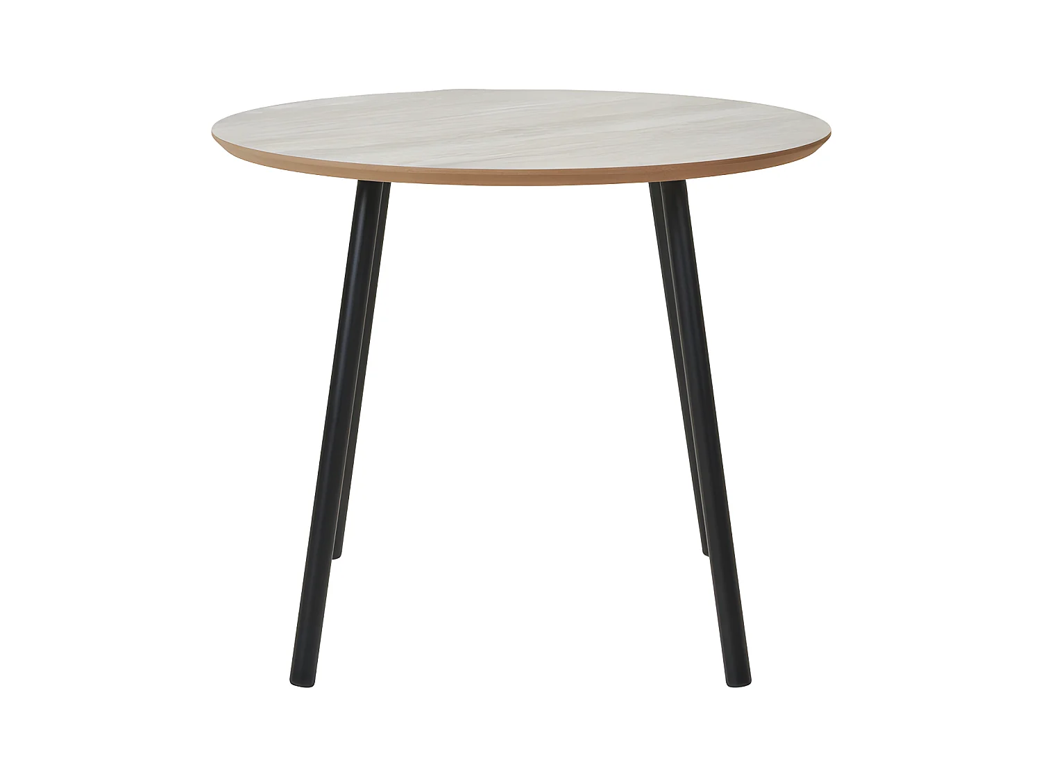 Aalst - Table d'appoint ronde effet travertin et métal ø55cm - Beige