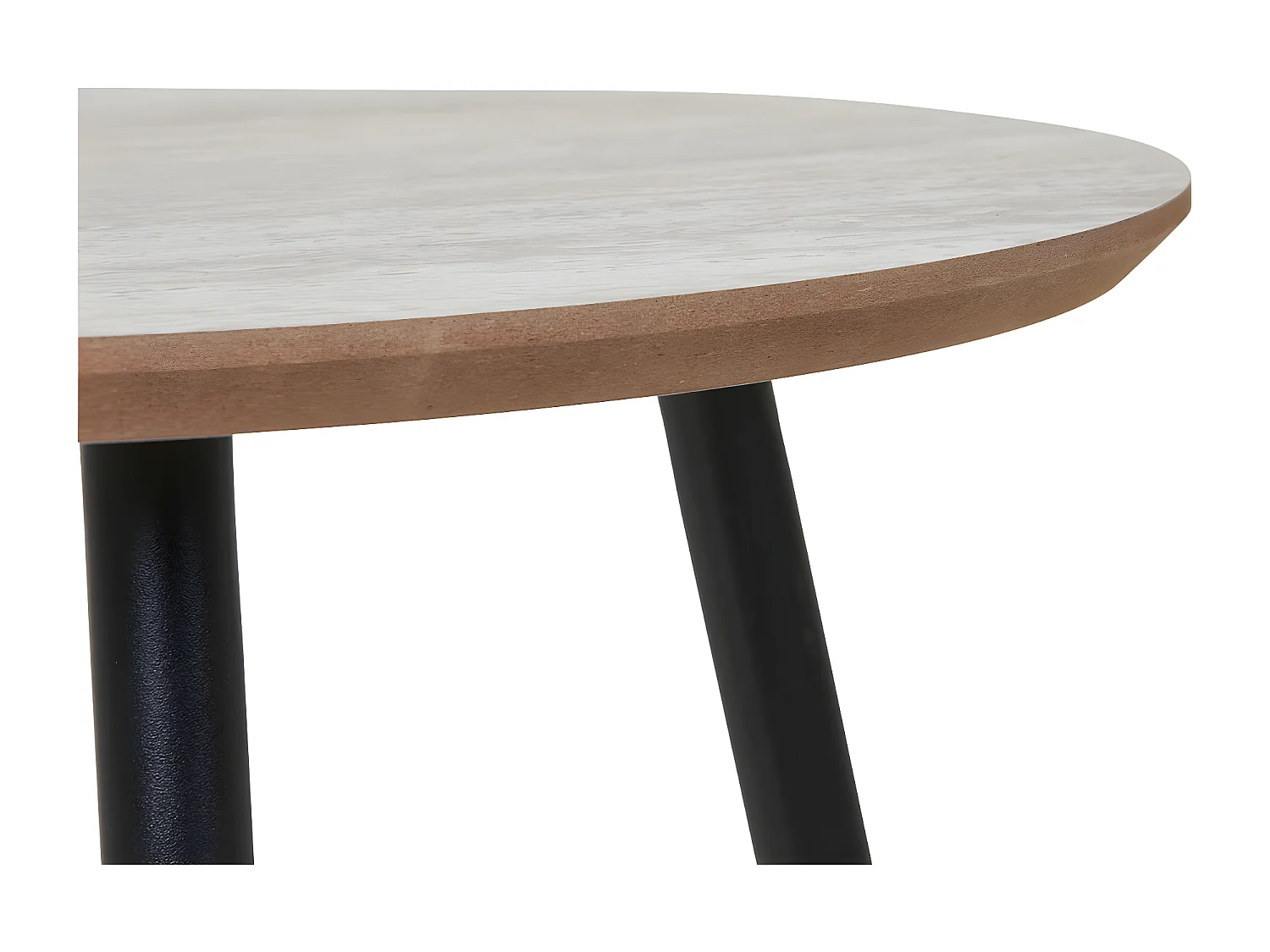 Aalst - Table d'appoint ronde effet travertin et métal ø55cm - Beige