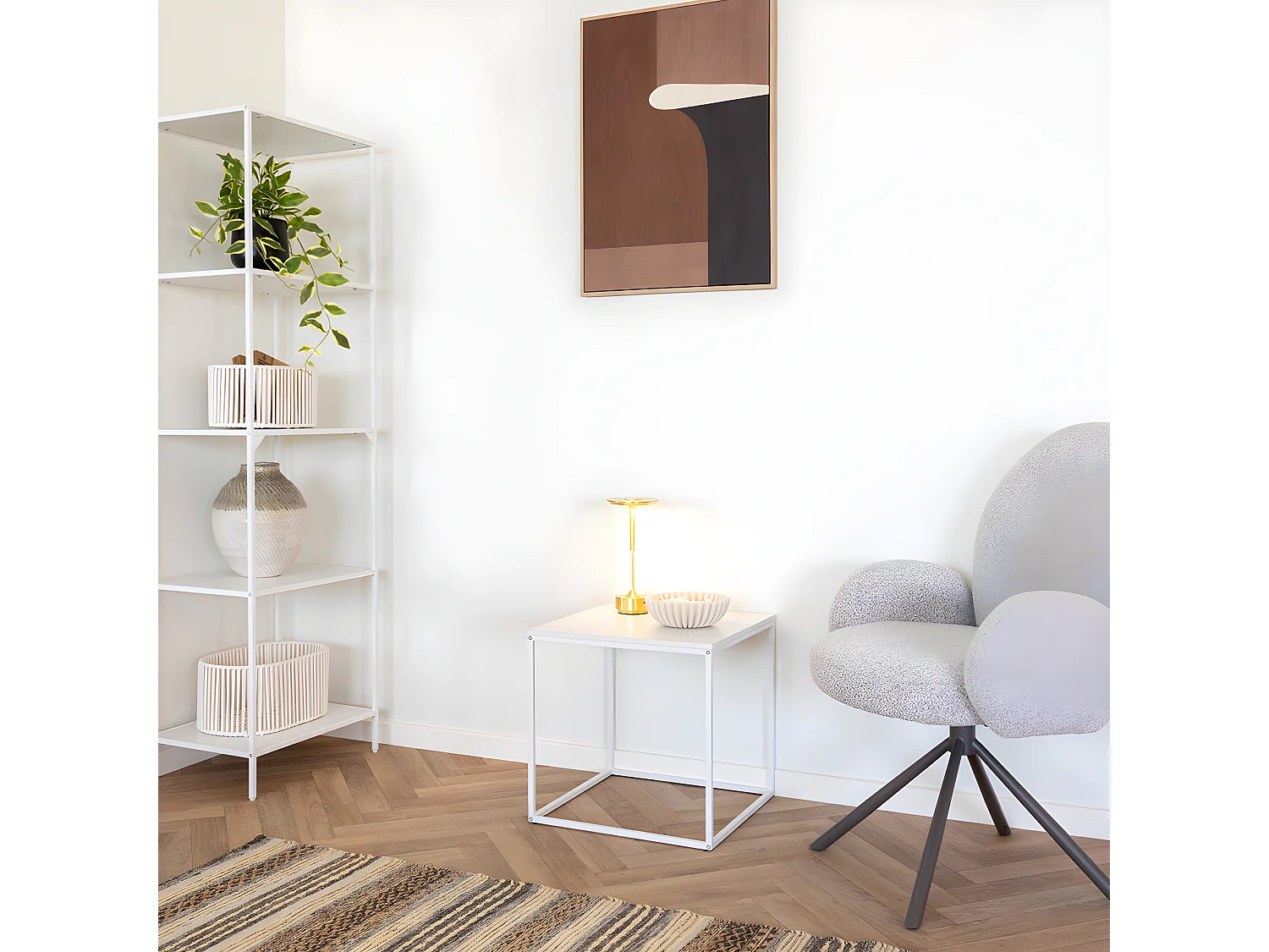 Mesa auxiliar cúbica blanca 45 x 45 x 45 cm