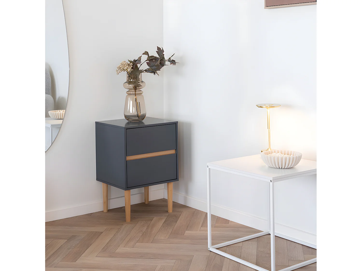 Mesa auxiliar cúbica blanca 45 x 45 x 45 cm