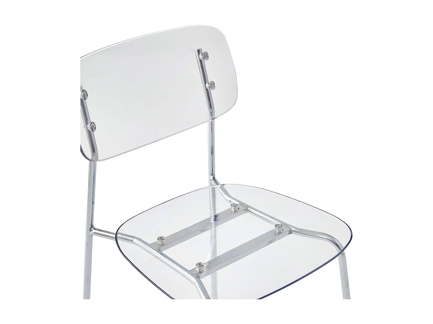 Set van 2 transparante stoelen in staal en kunststof