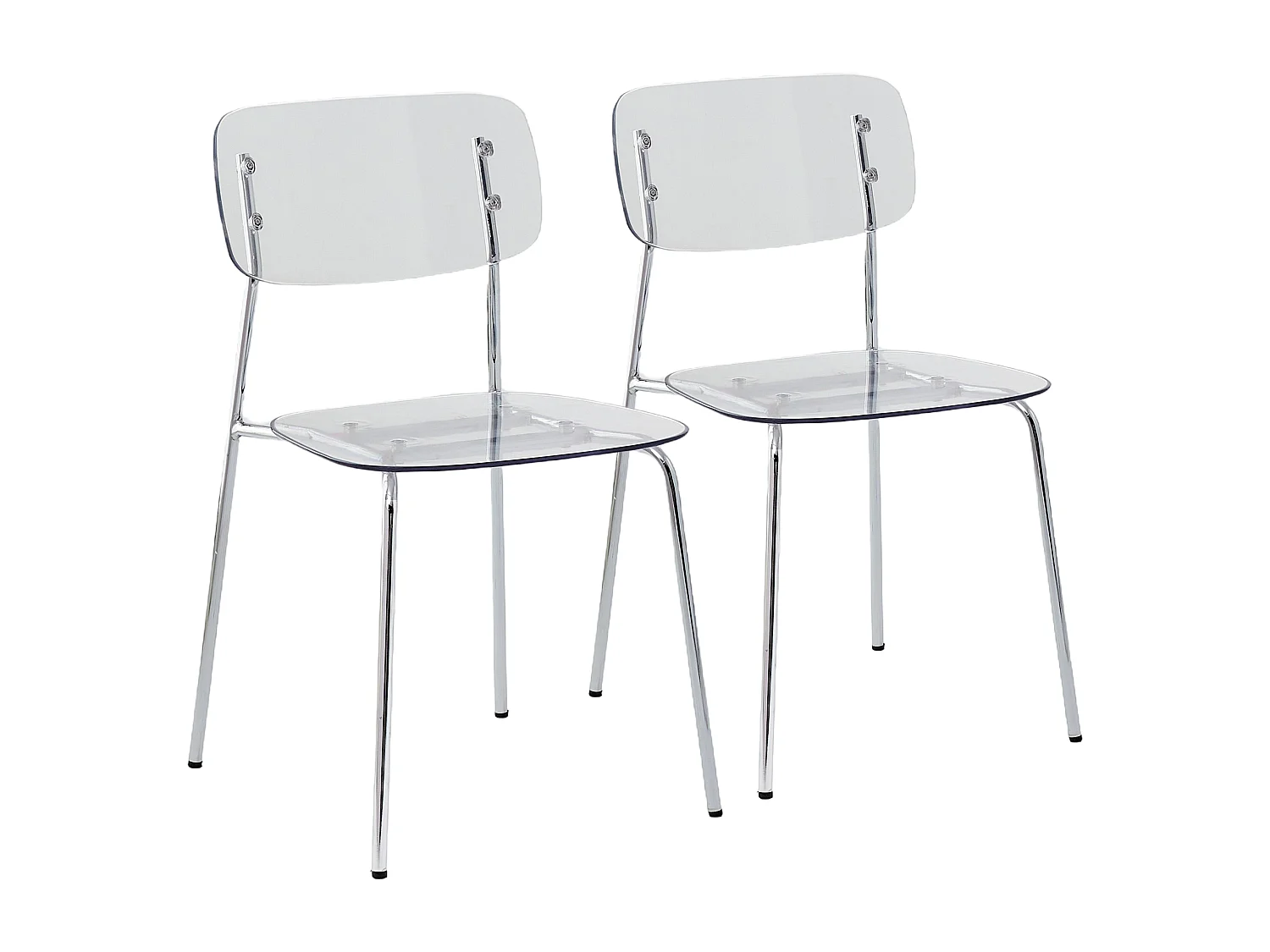 Lot de 2 chaises transparentes en acier et plastique