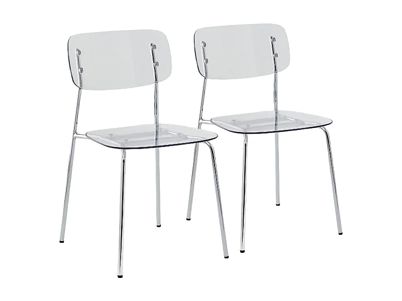 Lot de 2 chaises transparentes en acier et plastique