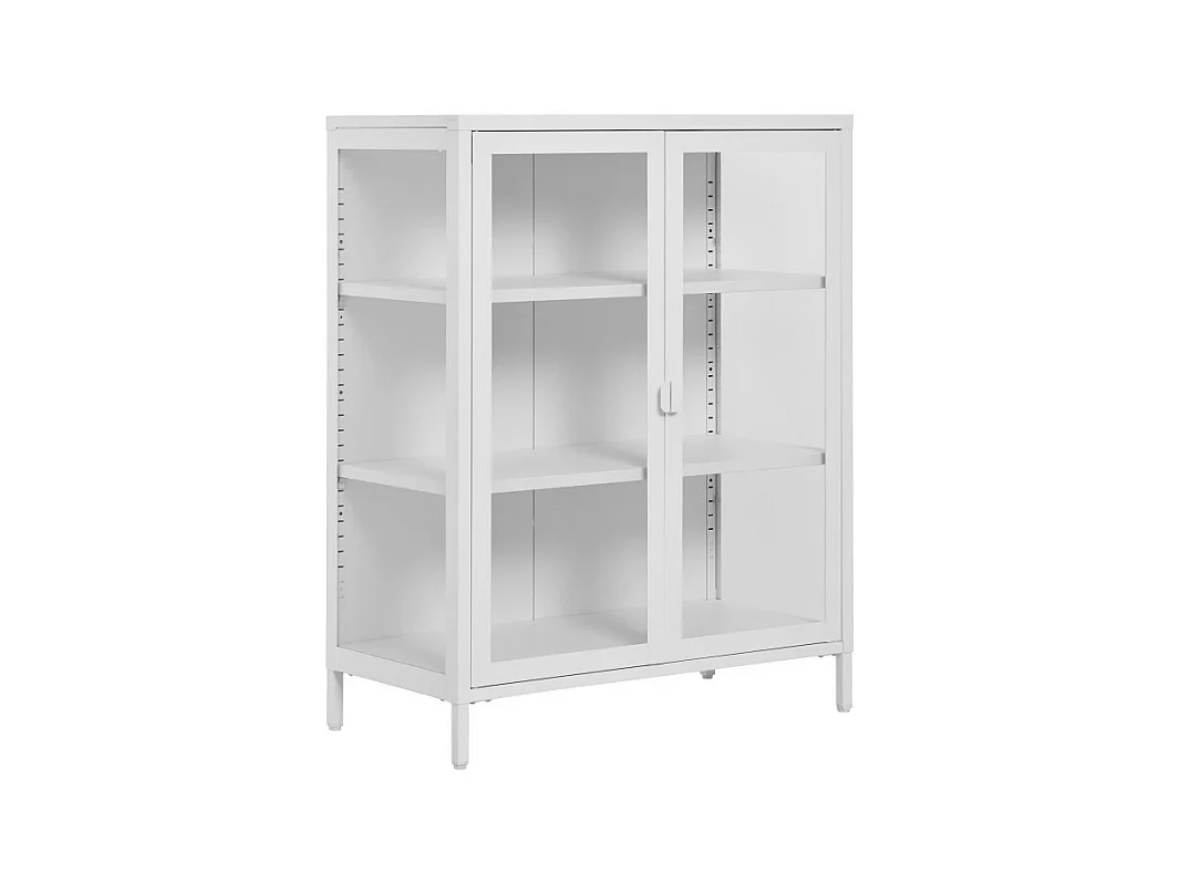 Brisbane - Vaisselier en verre et métal H101,5cm - Blanc