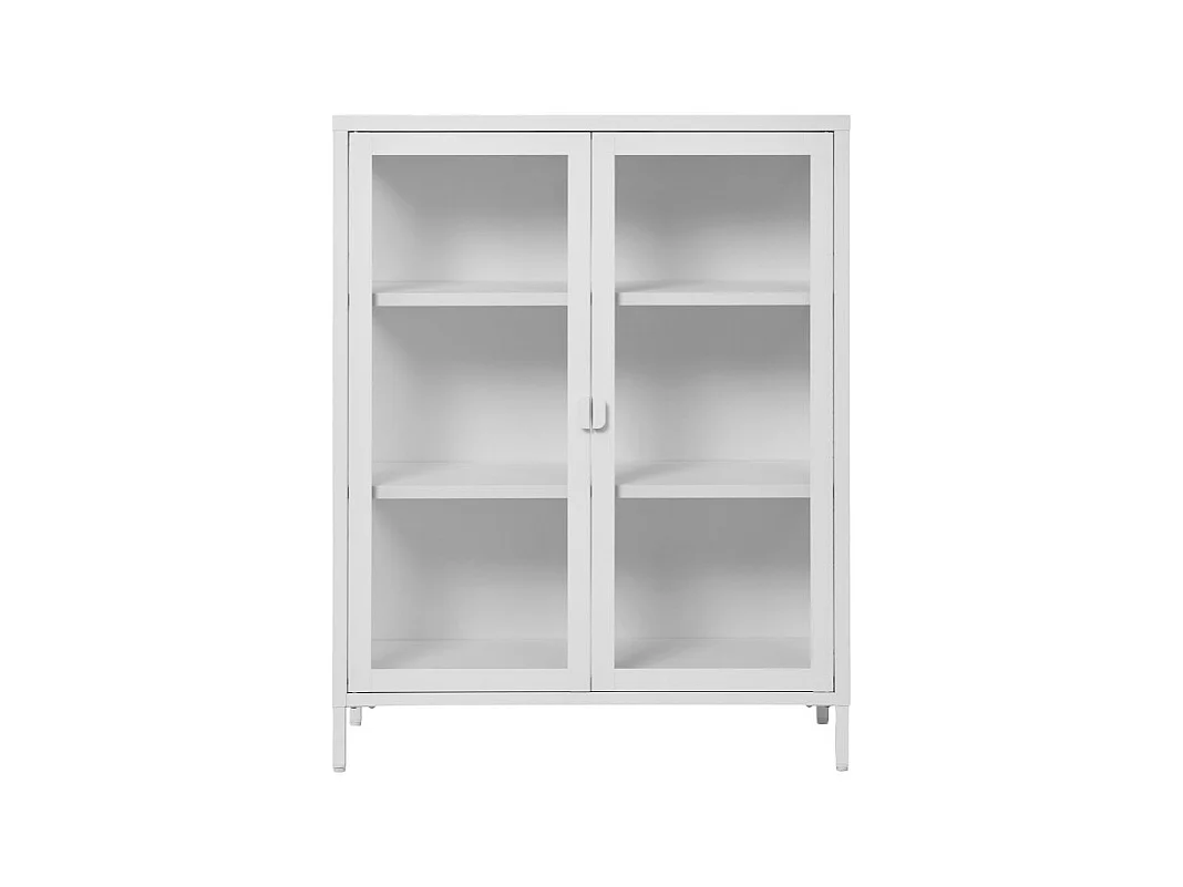 Brisbane - Vaisselier en verre et métal H101,5cm - Blanc