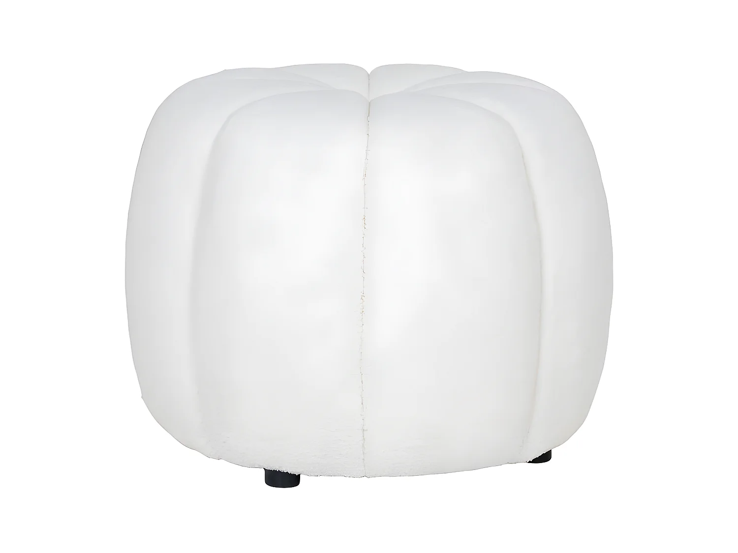 Paisley - Pouf rond en tissu bouclette ø48cm - Écru