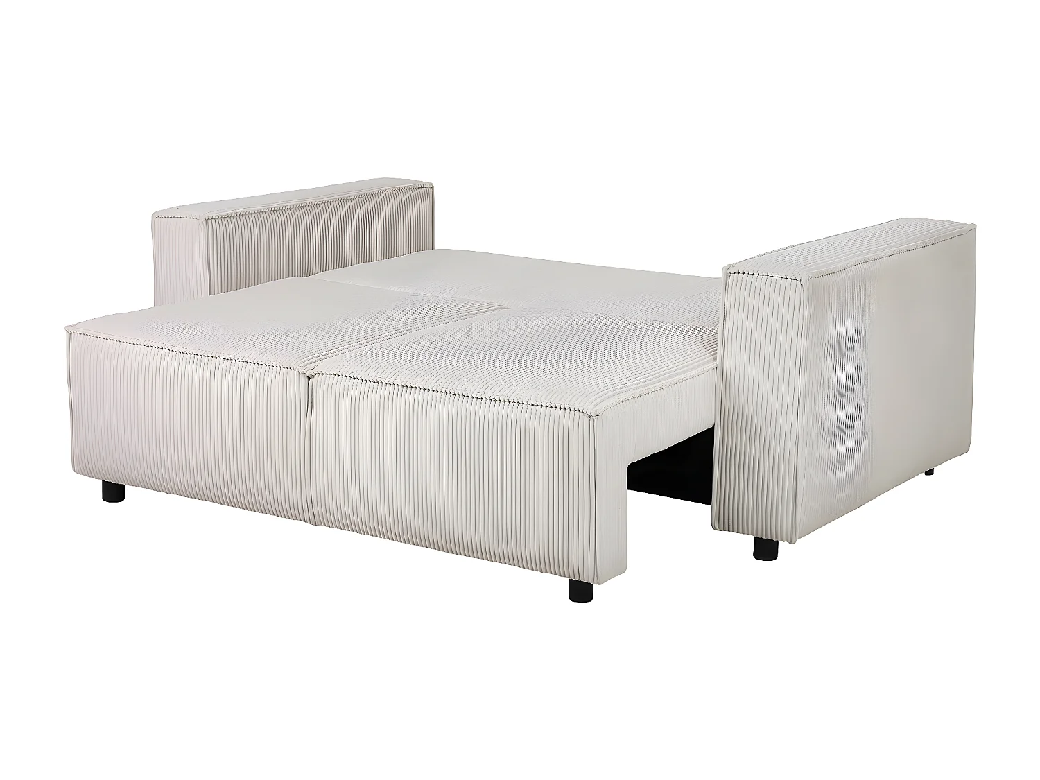 Sofá-cama conversível em veludo cotelê "Montaigne S" - 2 lugares - Bege