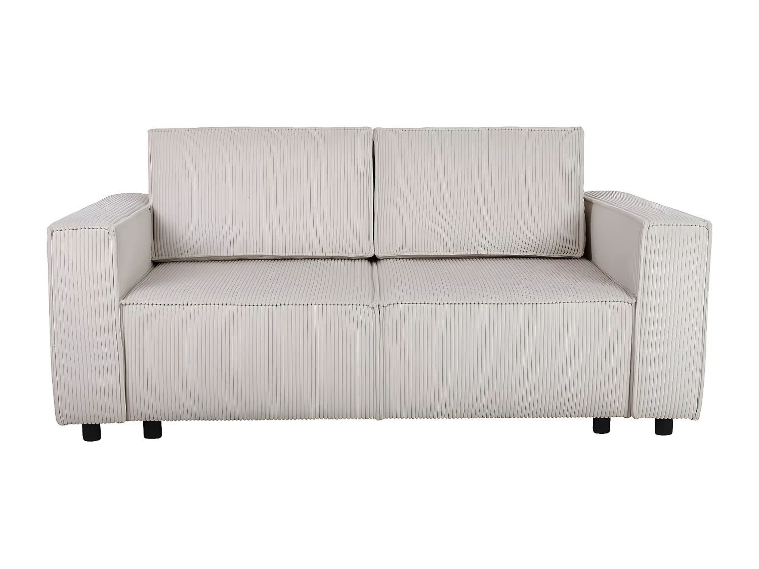 Canapé droit convertible en velours côtelé "Montaigne S" - 2 places - Beige