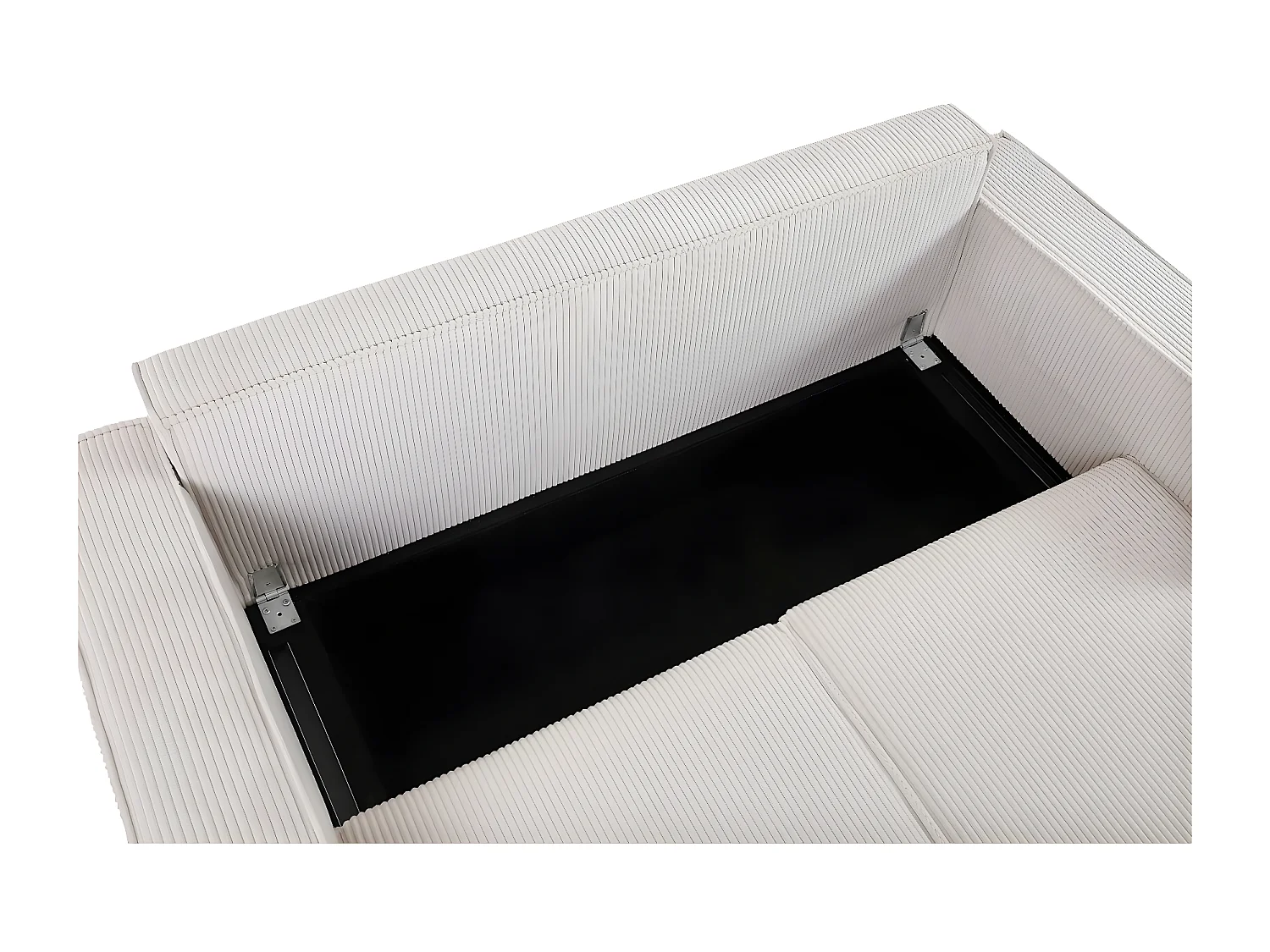 Canapé droit convertible en velours côtelé "Montaigne S" - 2 places - Beige