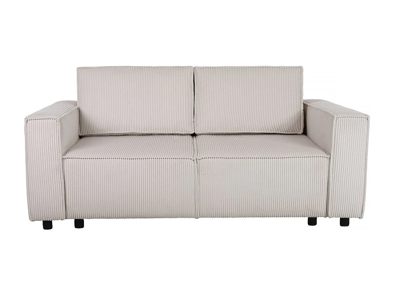 Canapé droit convertible en velours côtelé "Montaigne S" - 2 places - Beige