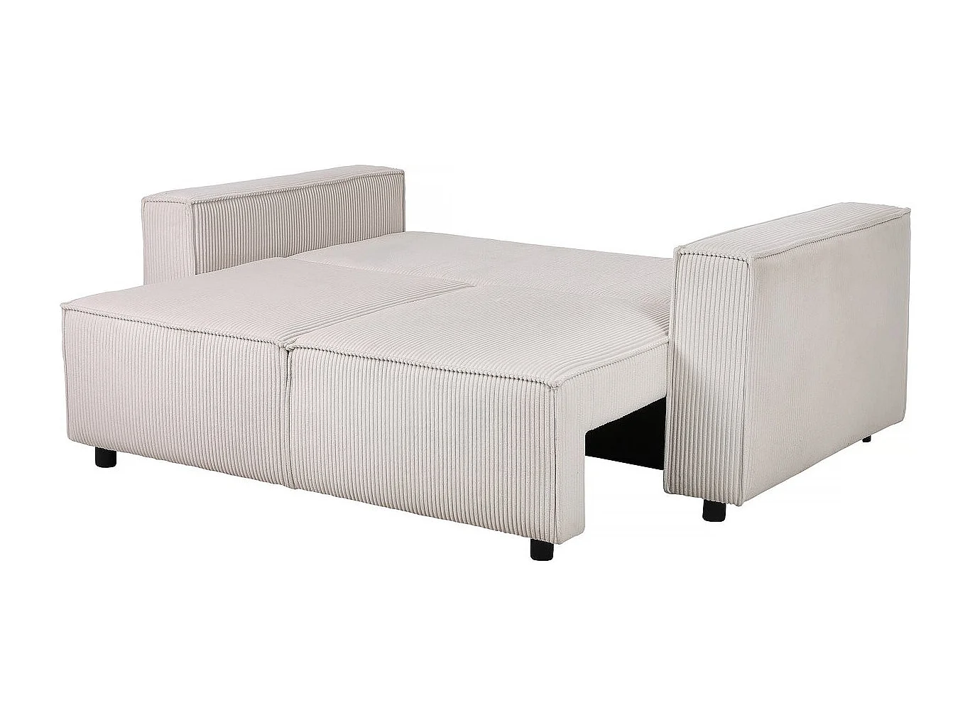 Canapé droit convertible en velours côtelé "Montaigne S" - 2 places - Beige