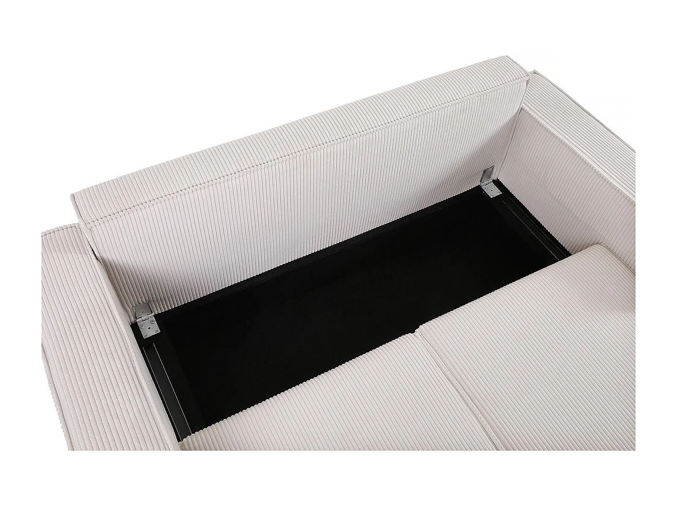 Canapé droit convertible en velours côtelé "Montaigne S" - 2 places - Beige