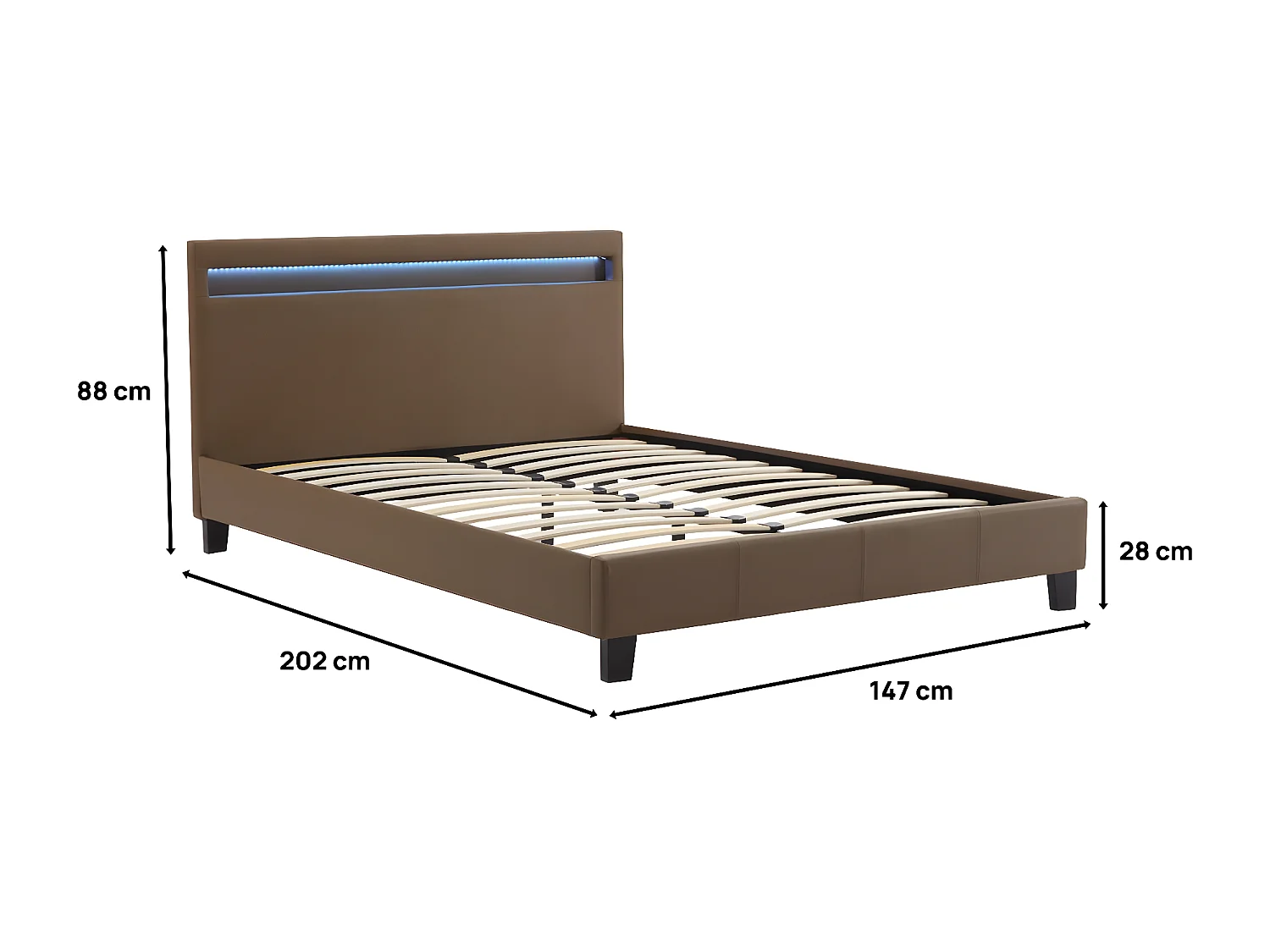 Lit LED "Maria" - 140 x 190 cm - Taupe