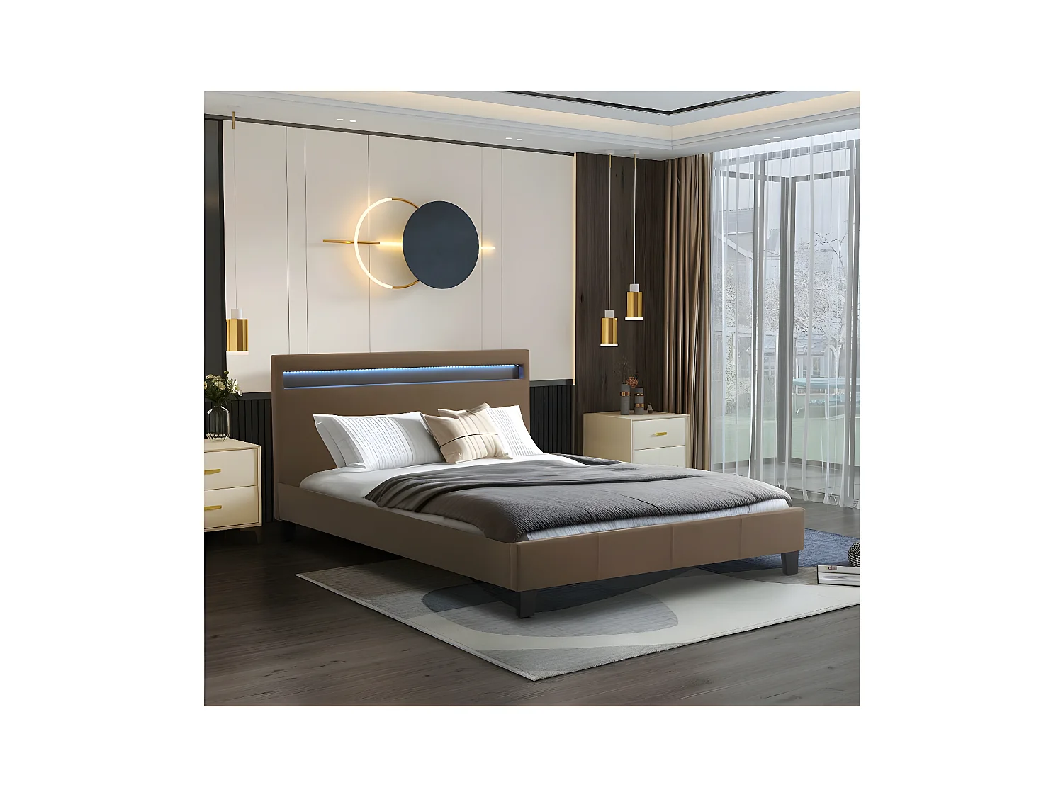 Lit LED "Maria" - 140 x 190 cm - Taupe