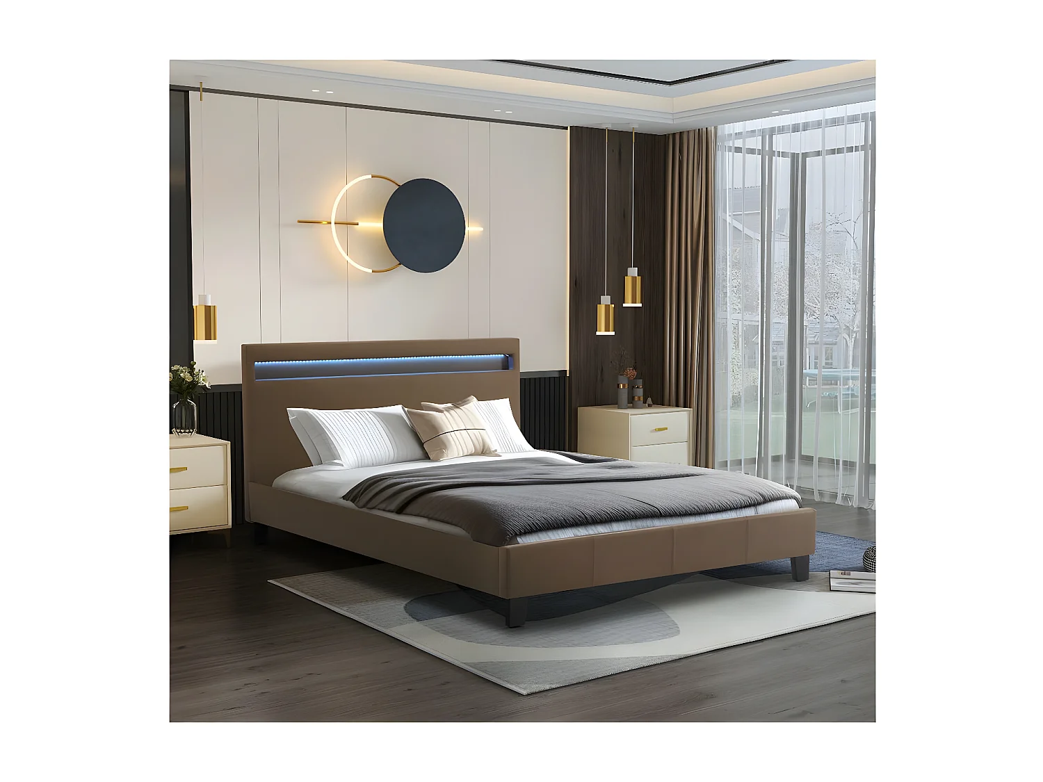 Lit LED "Maria" - 140 x 190 cm - Taupe