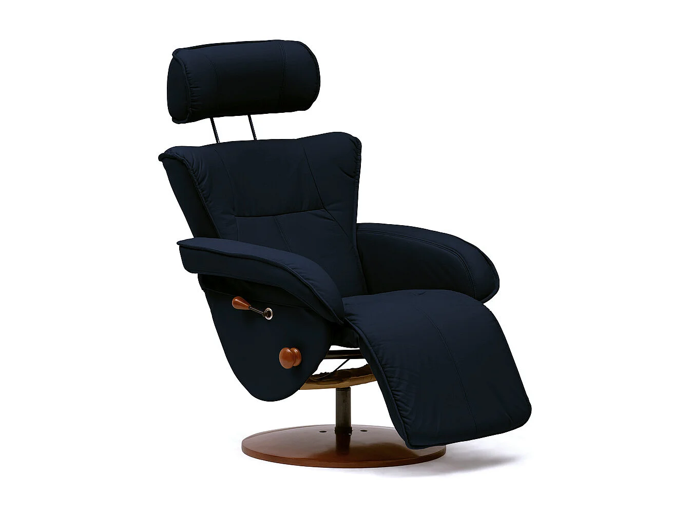 Fauteuil inclinable Kemi avec structure en bois inclinable Cuir écologique bleu marine