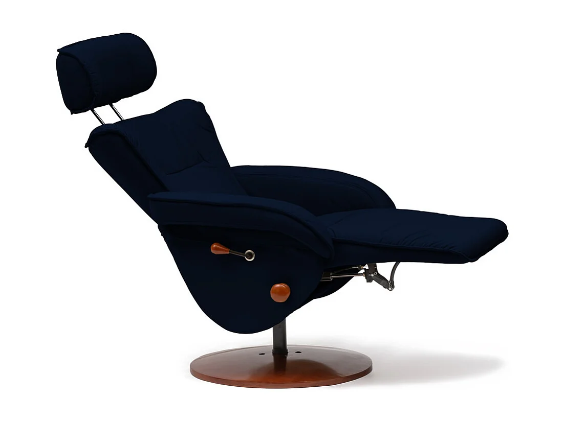 Fauteuil inclinable Kemi avec structure en bois inclinable Cuir écologique bleu marine