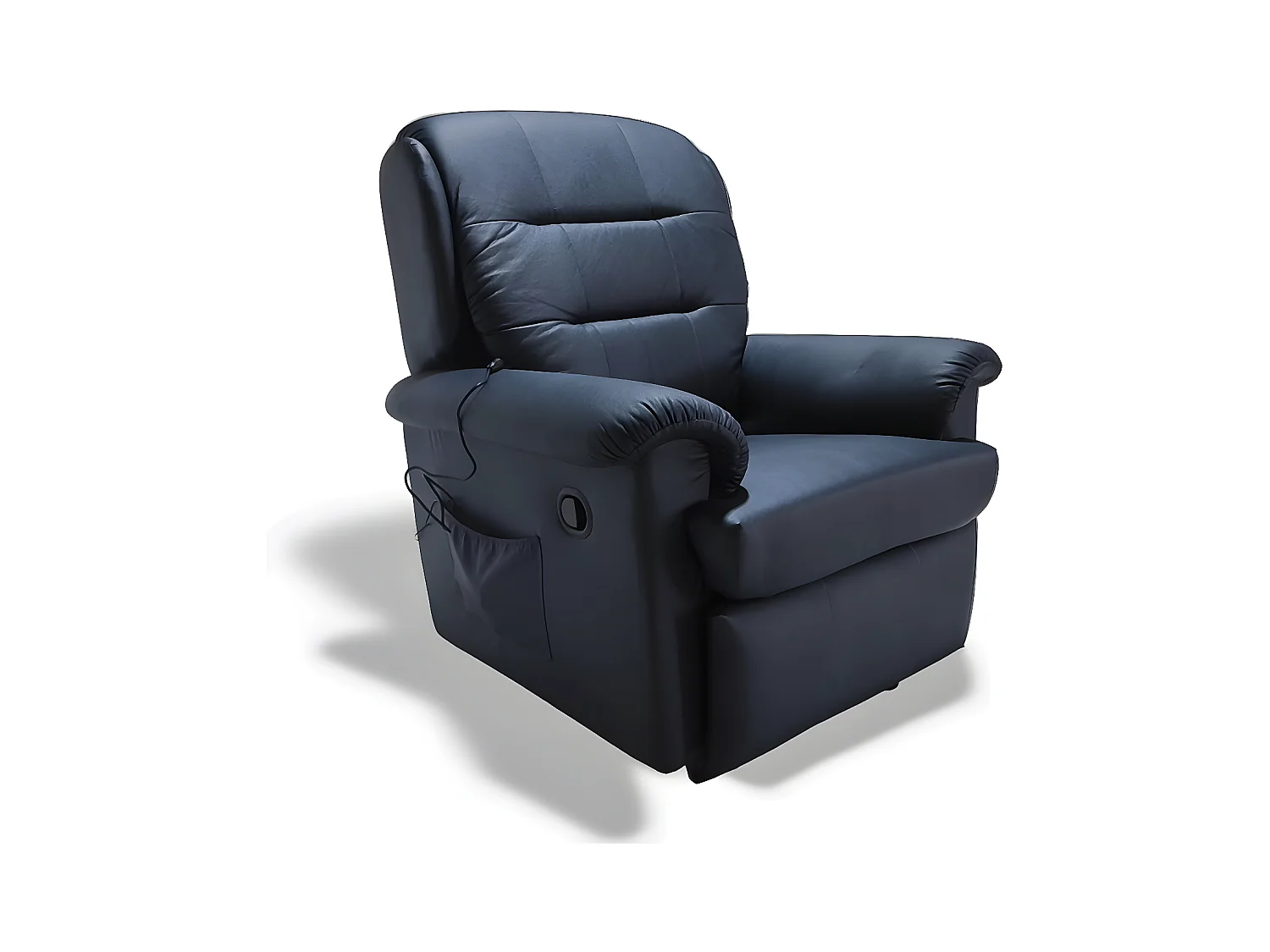 Fauteuil relax avec fonction de massage TS-833 bleu marine éco-cuir