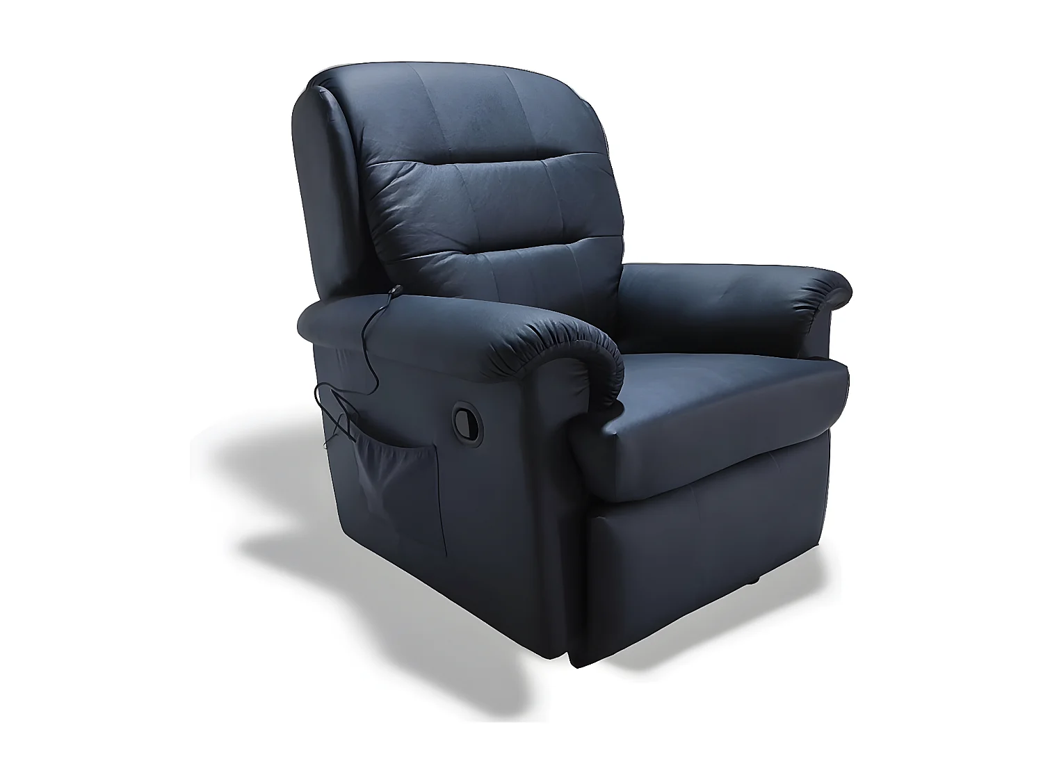 Fauteuil relax avec fonction de massage TS-833 bleu marine éco-cuir