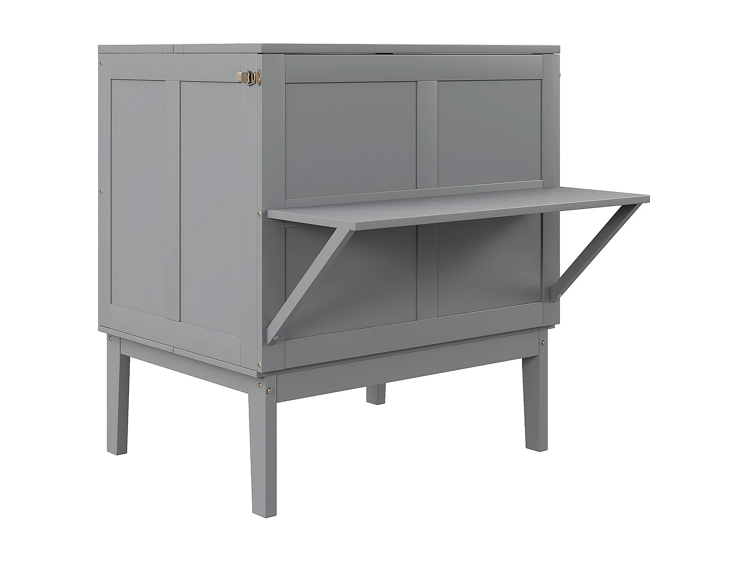 Lit escamotable 90x200 cm en bois - avec sommier à lattes - Gris