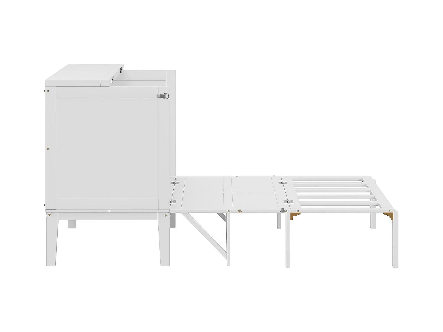 Houten opklapbed 90x200 cm - met lattenbodem - Wit