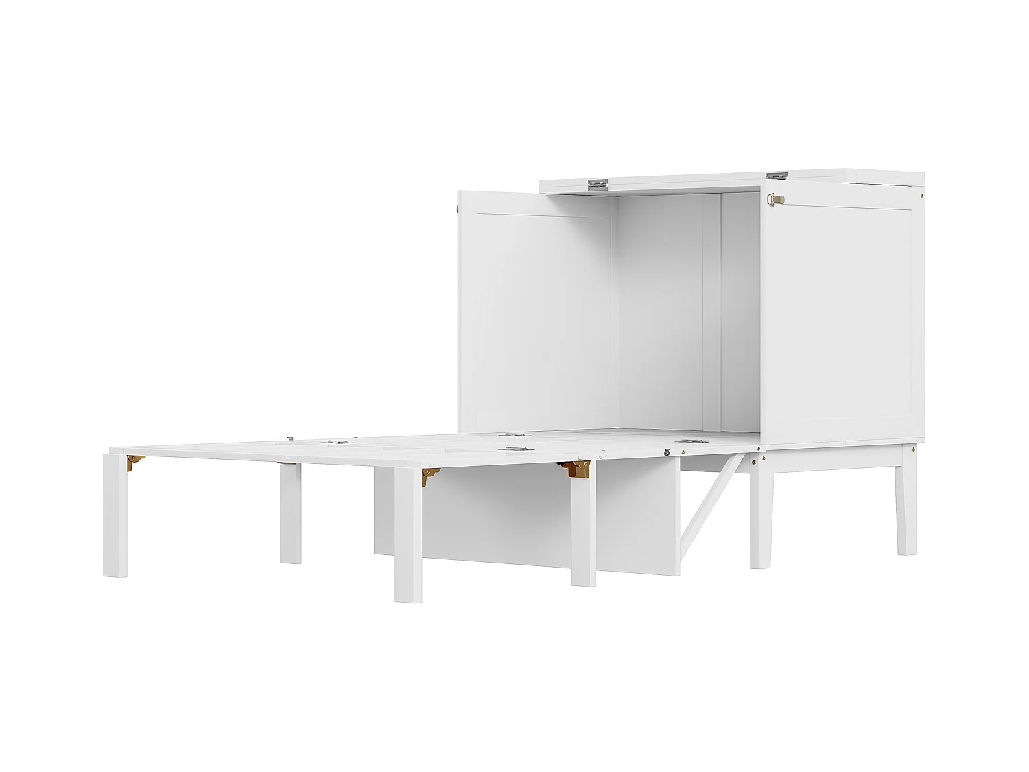 Houten opklapbed 90x200 cm - met lattenbodem - Wit