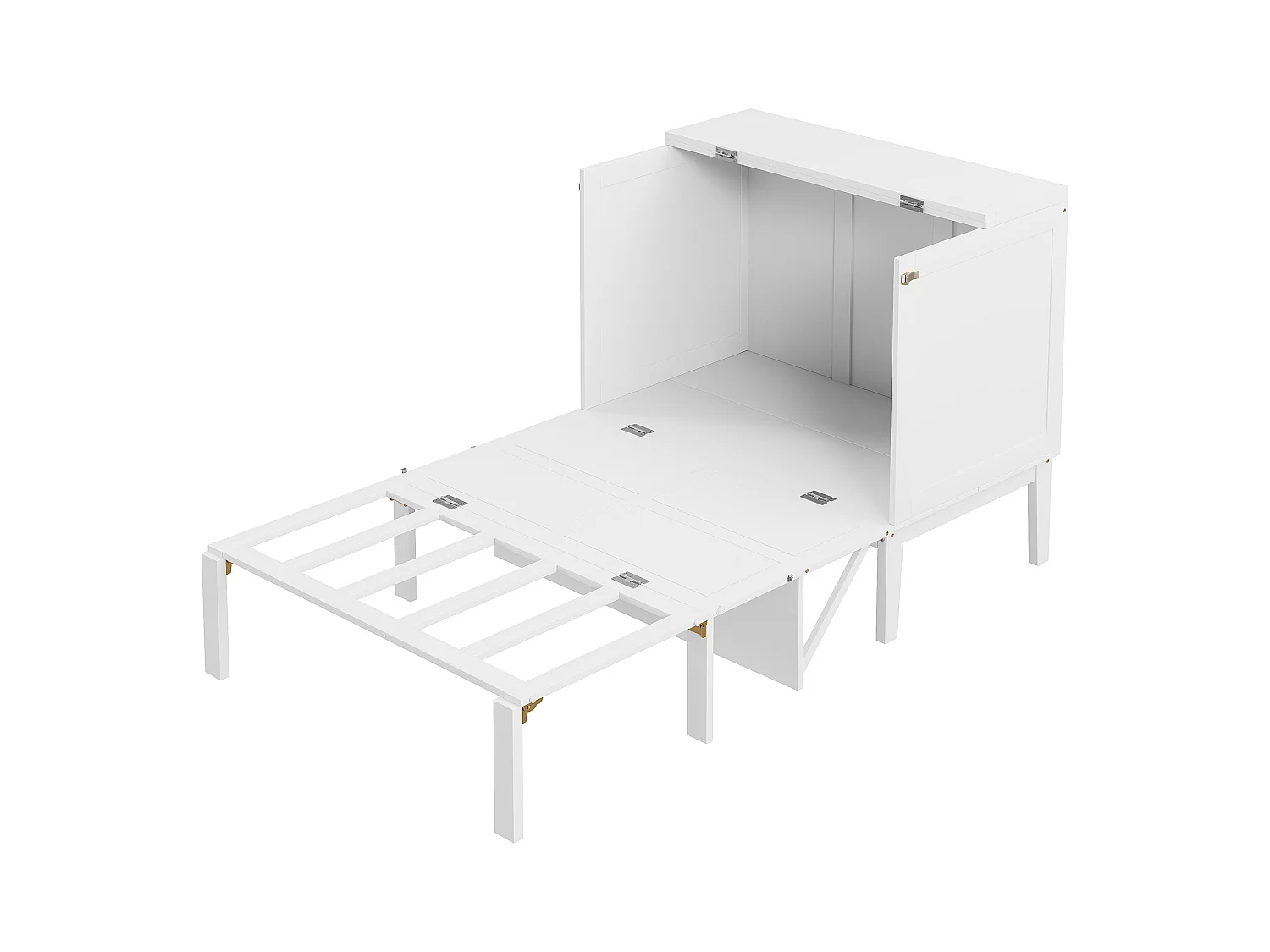 Houten opklapbed 90x200 cm - met lattenbodem - Wit