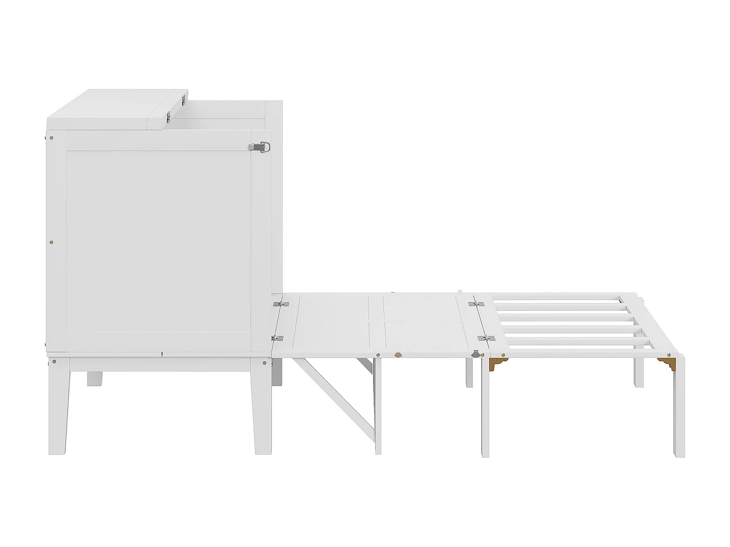 Lit escamotable 90x200 cm en bois - avec sommier à lattes - Blanc
